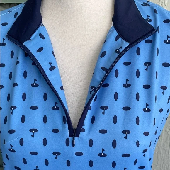 Stylish Blue Patterned Golf Dress (cutting green pattern) - Picture 4 of 6